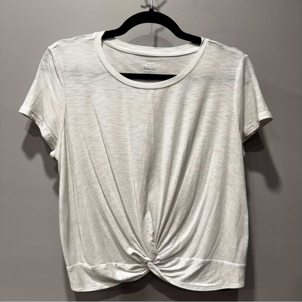 Aerie White Real Soft Twist Front Short Sleeve Crop Tee ~ Size M